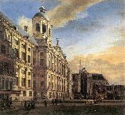Jan van der Heyden Amsterdam, Dam Square with the Town Hall and the Nieuwe Kerk oil on canvas